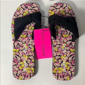 NWT Betsey Johnson Floral Slide Sandals Medium 7/8
